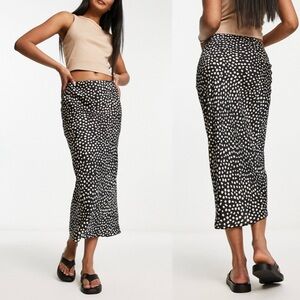 🆕 ASOS DESIGN Satin Bias Midi Skirt in Non Animal Print